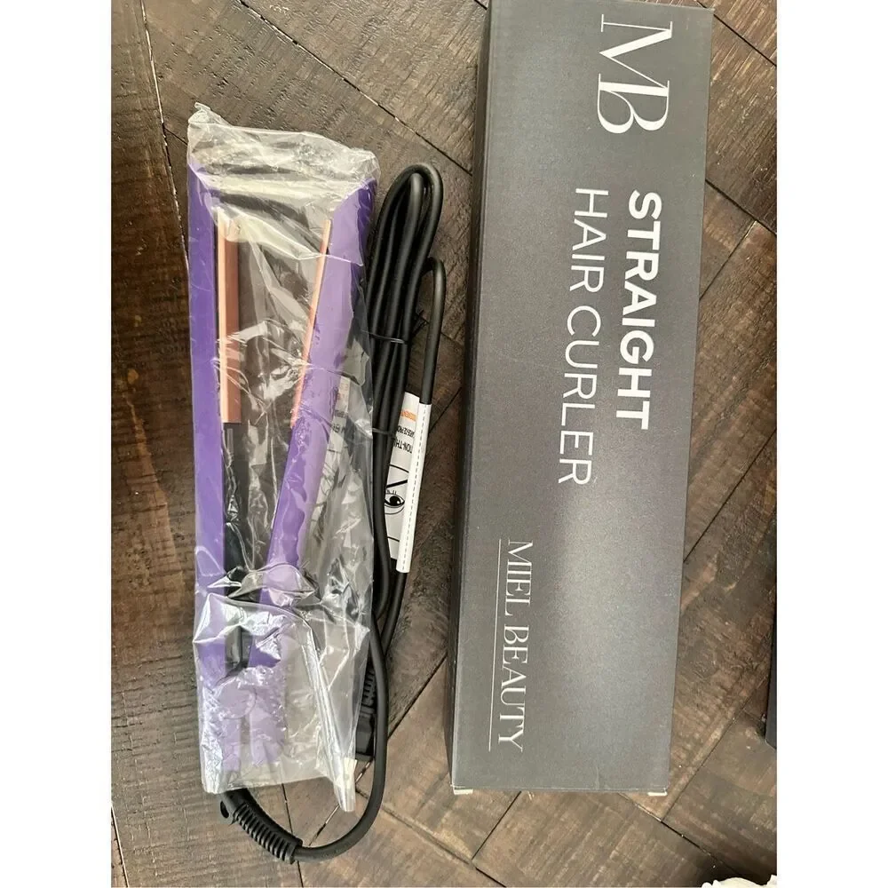 Miel Beauty Purple Straight Hair Curler Flat Iron New In Box